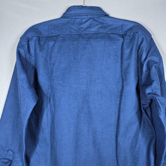 Vintage Cabelas Chamois Shirt Mens M Blue 100% Cotton Made USA Heavyweight Work - Picture 11 of 13